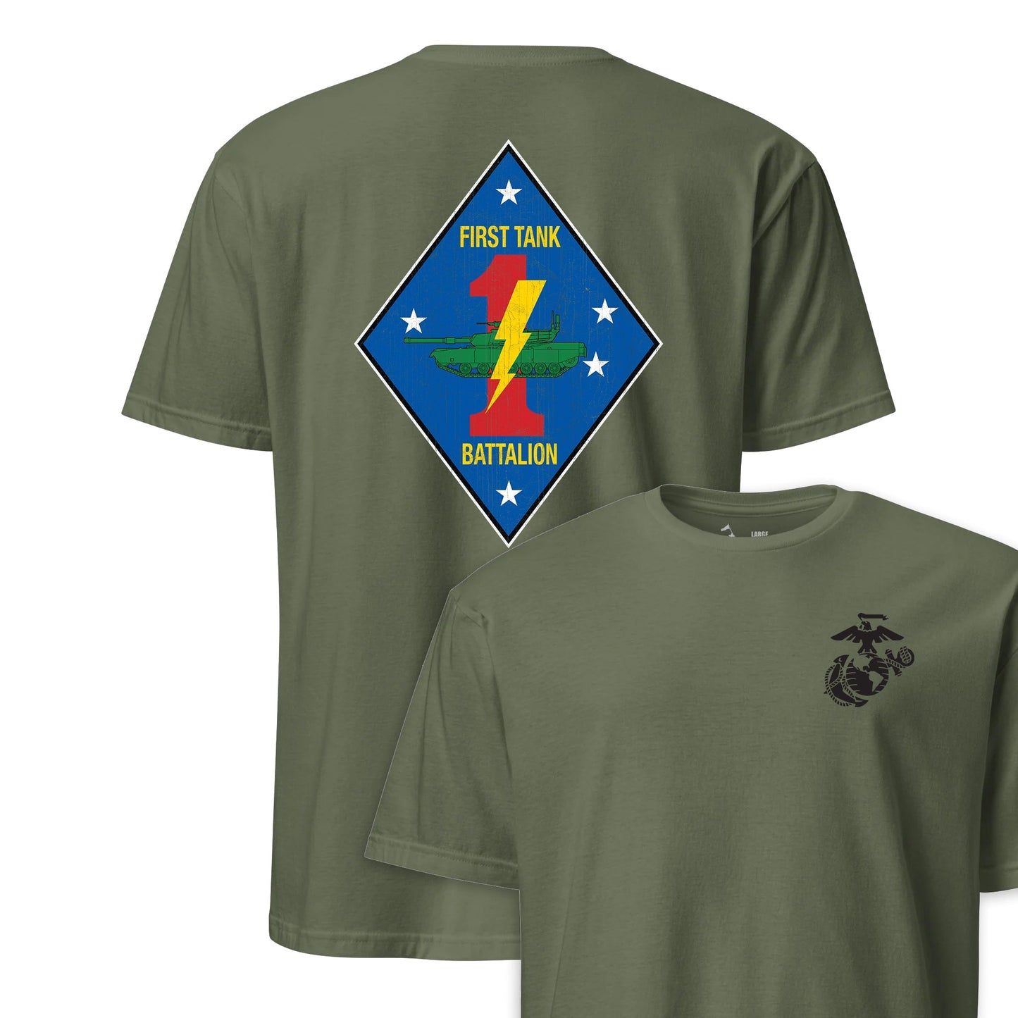 1st Tank Battalion Back Print T-Shirt