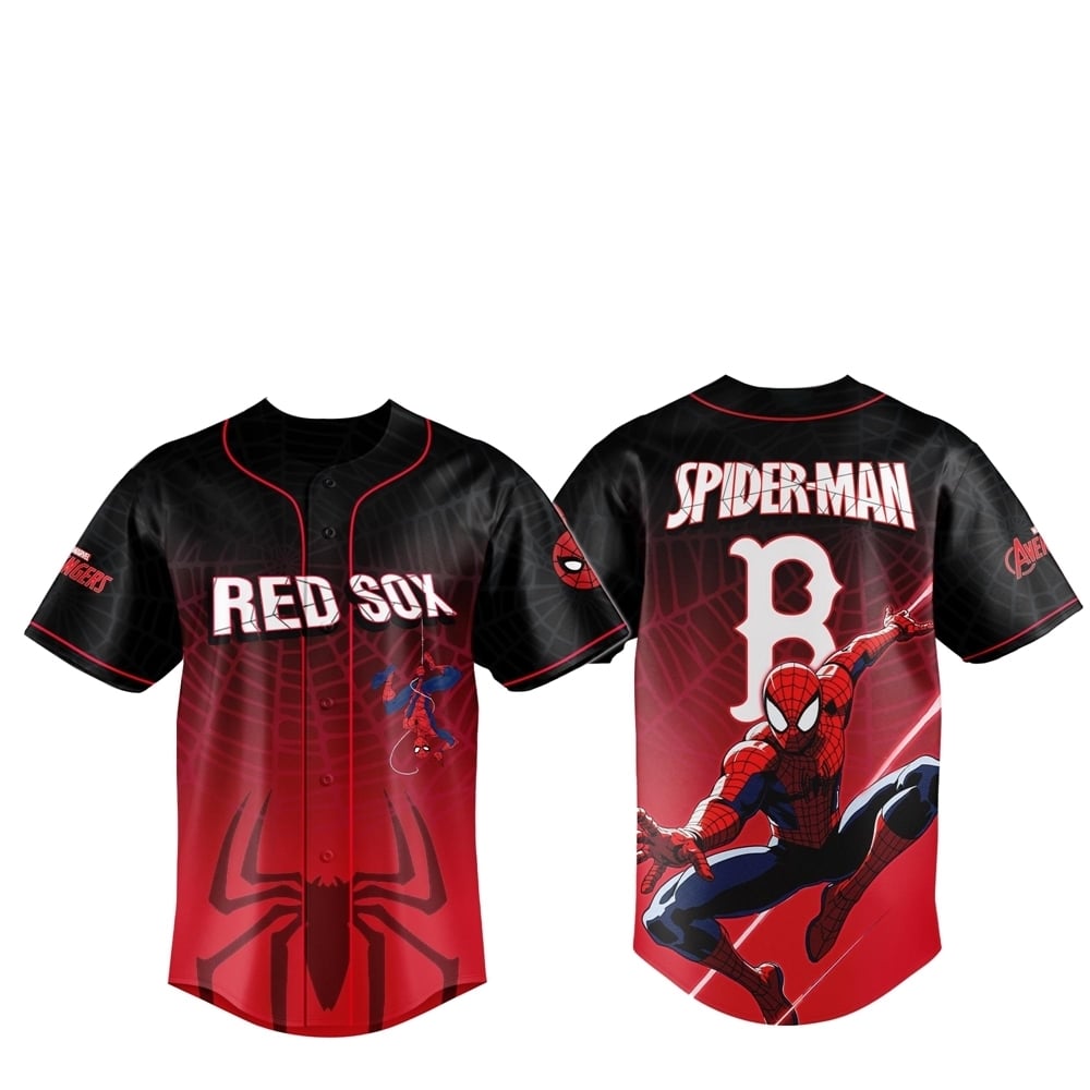2025 Boston Red Sox Spider Man Night Baseball Jersey - Grishko.com