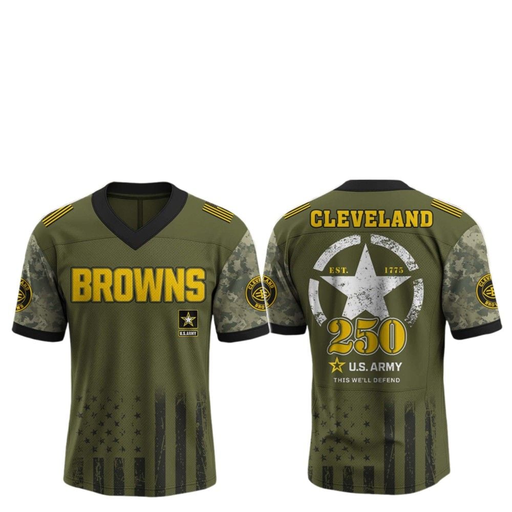 2025 Browns 250th Anniversary US Army Jersey - Grishko.com