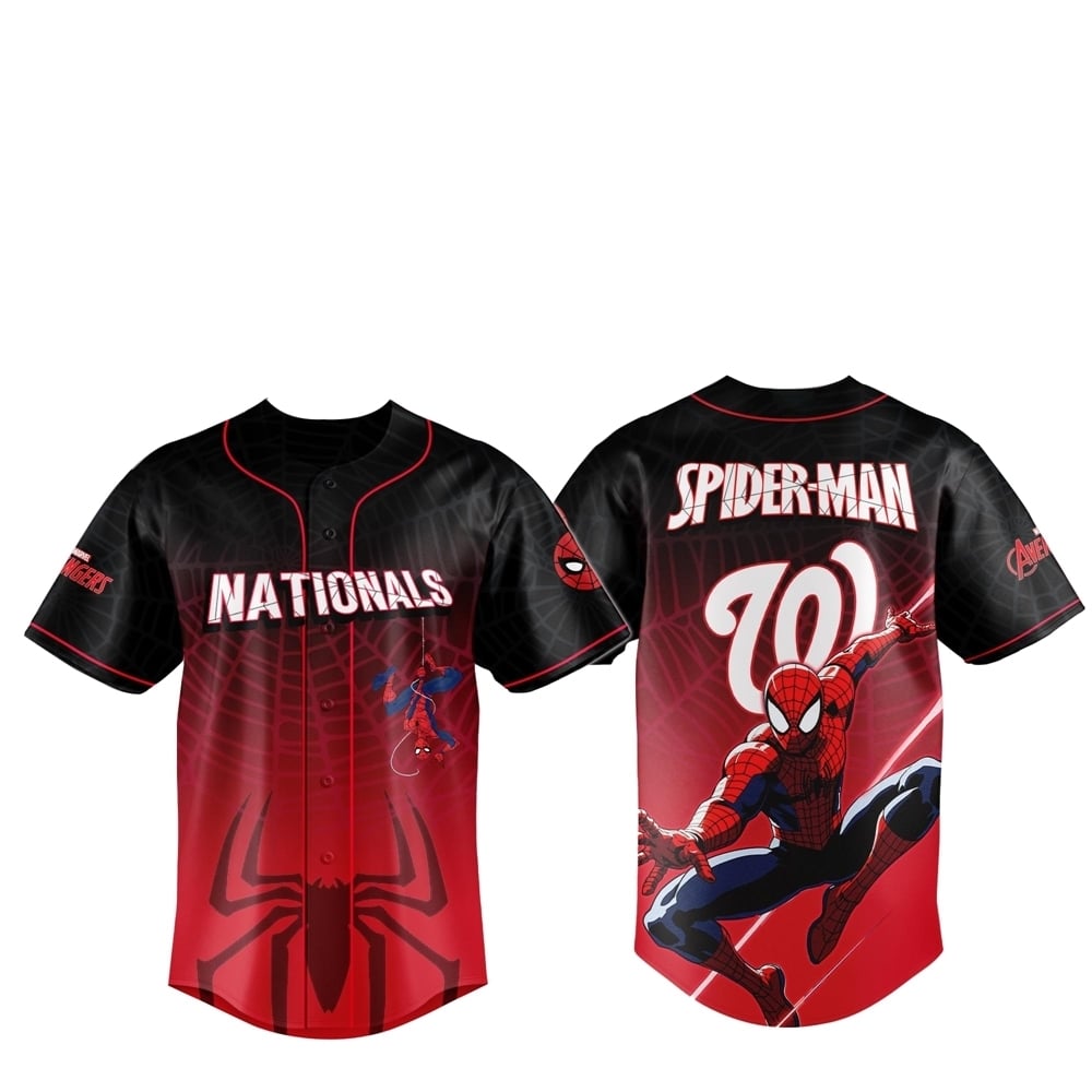 2025 Washington Nationals Spider Man Night Baseball Jersey - Grishko.com