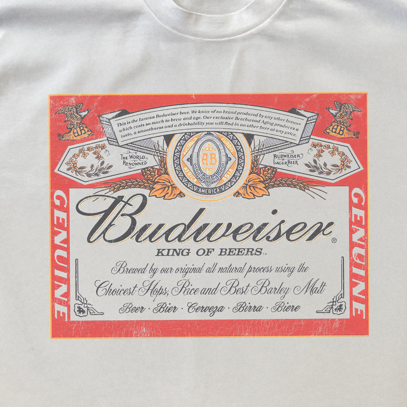 BUDWEISER LABEL HEAVYWEIGHT WHITE TSHIRT