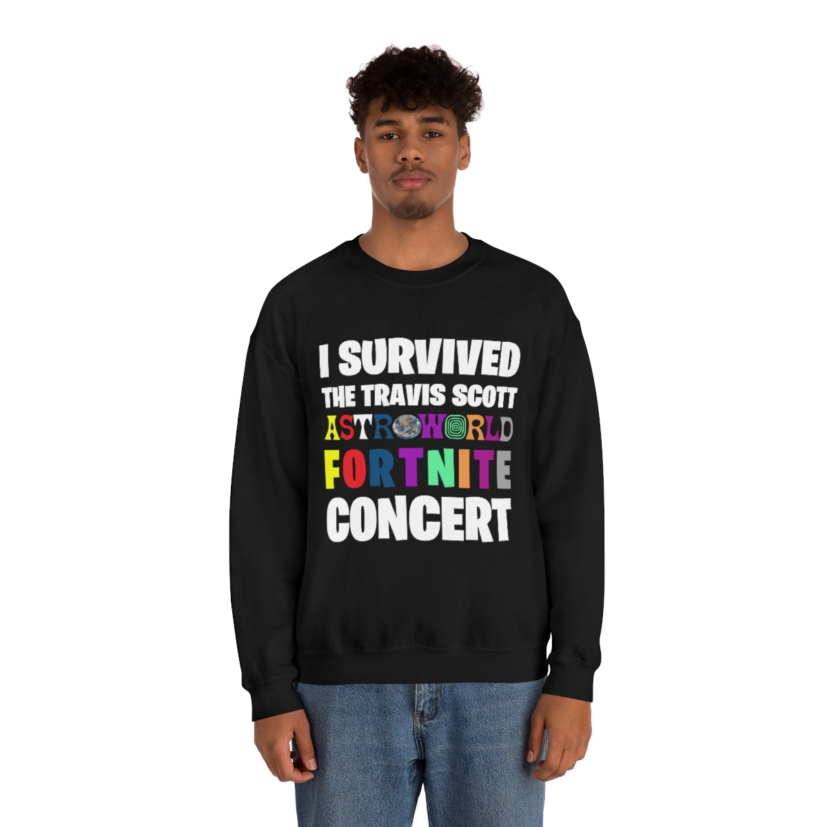 I SURVIVED THE TRAVIS SCOTT FORTNITE CONCERT - Unisex Heavy BlendÃ¢â€žÂ¢ Crewneck Sweatshirt