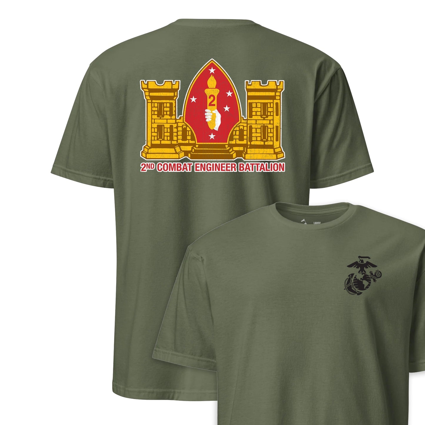 2nd Combat Engineer Battalion Back Print T-Shirt