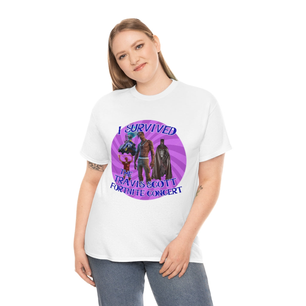 I Survived the Travis Scott Fortnite Concert - Unisex Heavy Cotton Tee - All Colors Style001
