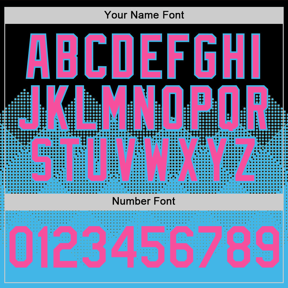 Custom Black Pink-Sky Blue 3D Pattern Design Gradient Square Shapes Authentic Baseball Jersey
