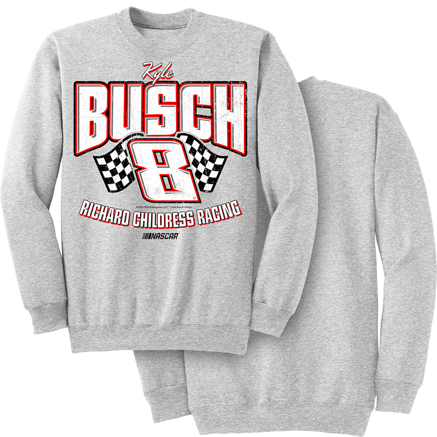 KYLE BUSCH #8 ASH CREWNECK SWEATSHIRT