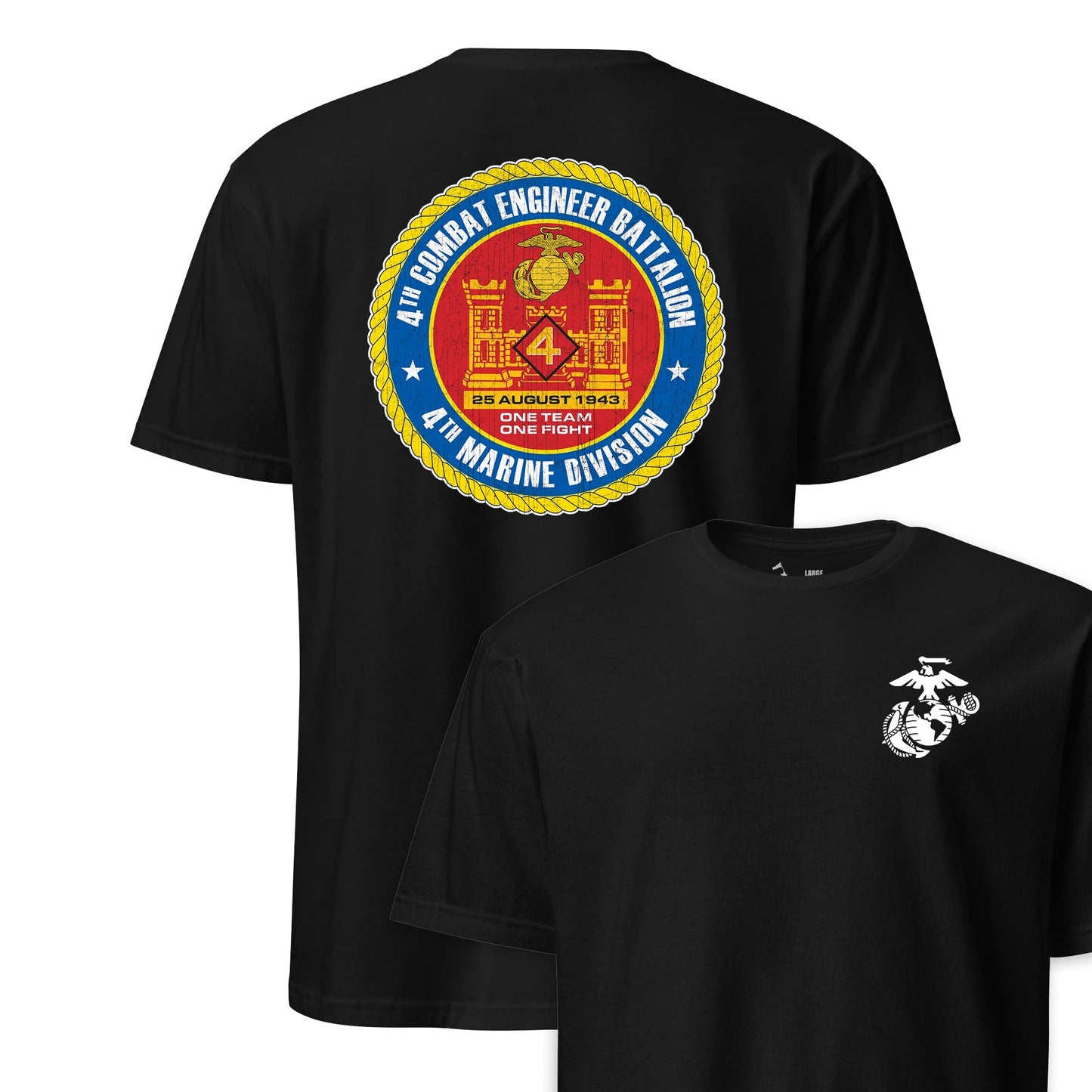 4th Combat Engineer Battalion Back Print T-Shirt