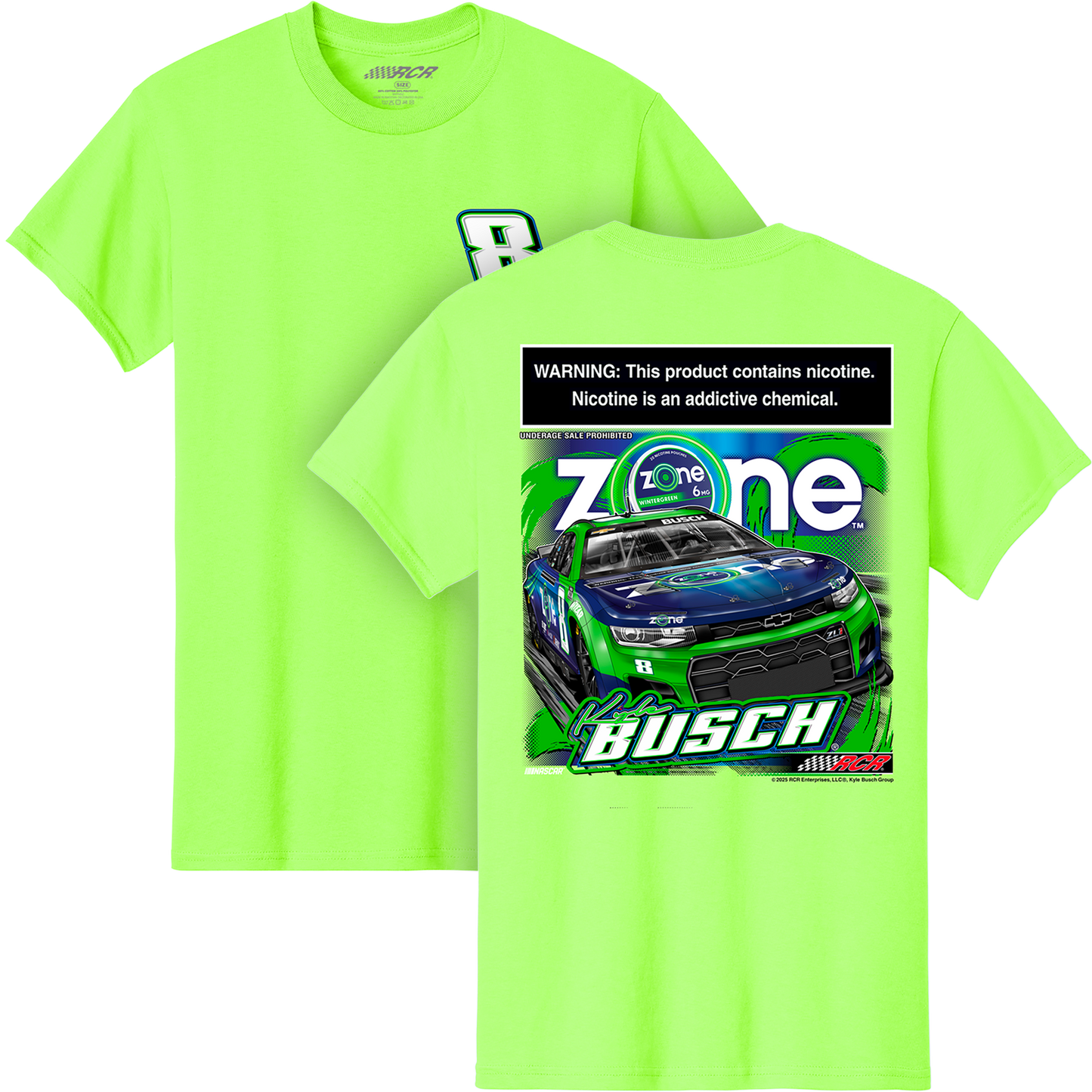 KYLE BUSCH #8 ZONE NEON GRN 2-SPOT TEE