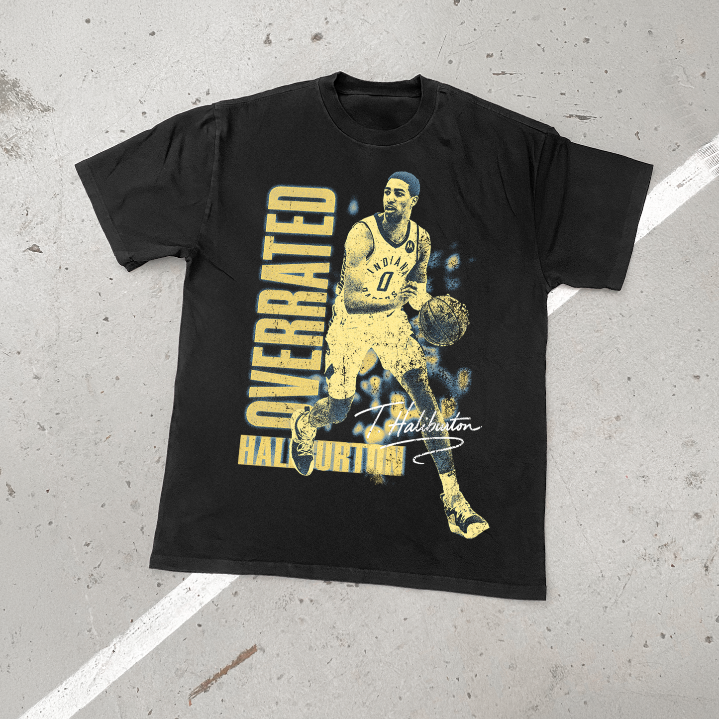 HALIBURTON VINTAGED 'OVERRATED' FADED BLACK HEAVY TEE