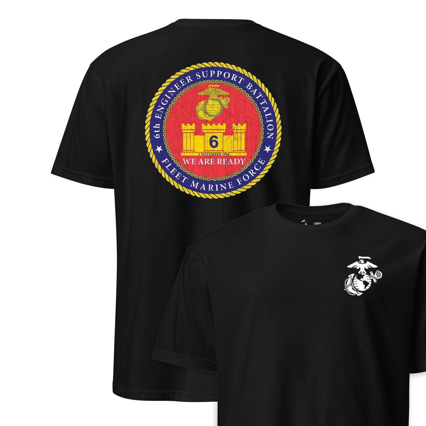 6th Engineer Support Battalion Back Print T-Shirt