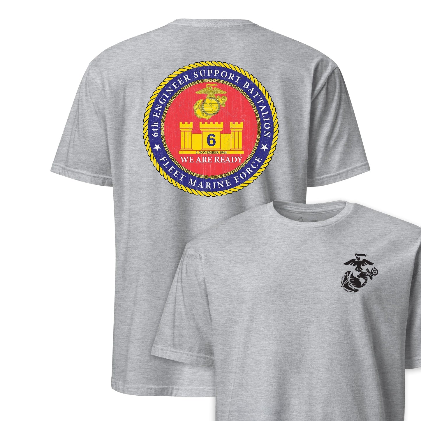6th Engineer Support Battalion Back Print T-Shirt