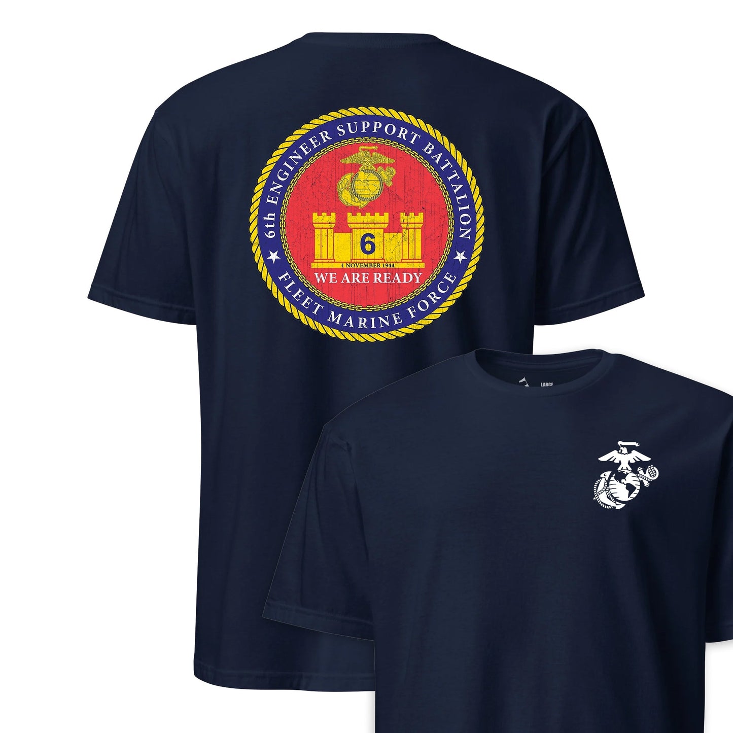 6th Engineer Support Battalion Back Print T-Shirt