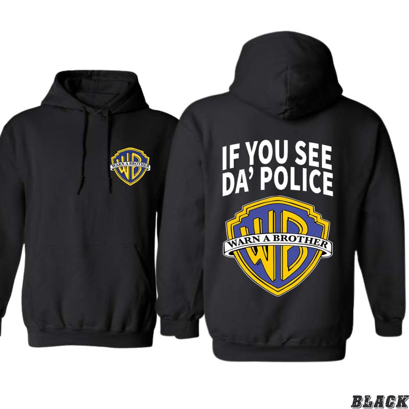Warn A Brother Hoodie - Playful Pop Culture Twist on Iconic Logo Menswear Sweaters Sweatshirt Tops