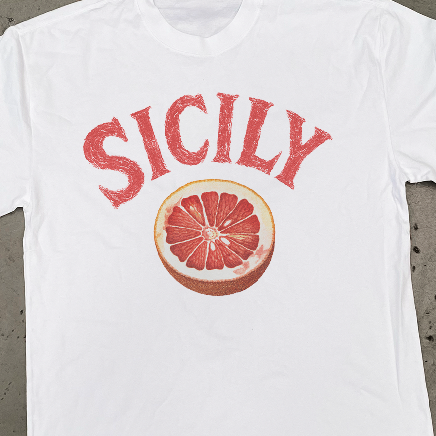 BLOOD ORANGE 'SICILY' BAGGY FADED WHITE TEE