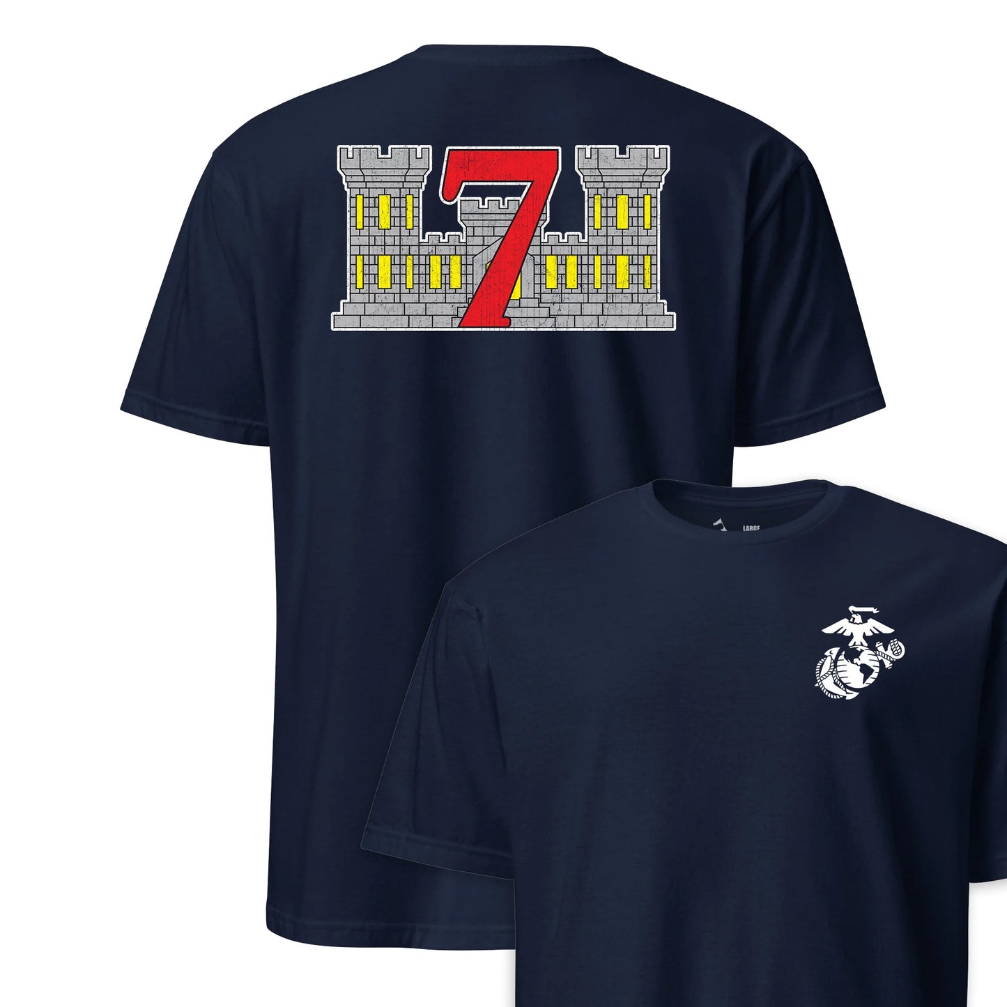 7th Engineer Support Battalion Back Print T-Shirt