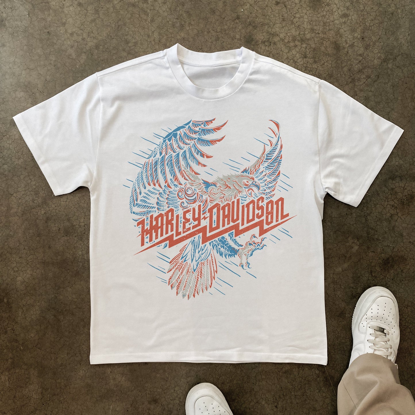 HARLEY DAVIDSON EAGLE HEAVYWEIGHT WHITE T-SHIRT