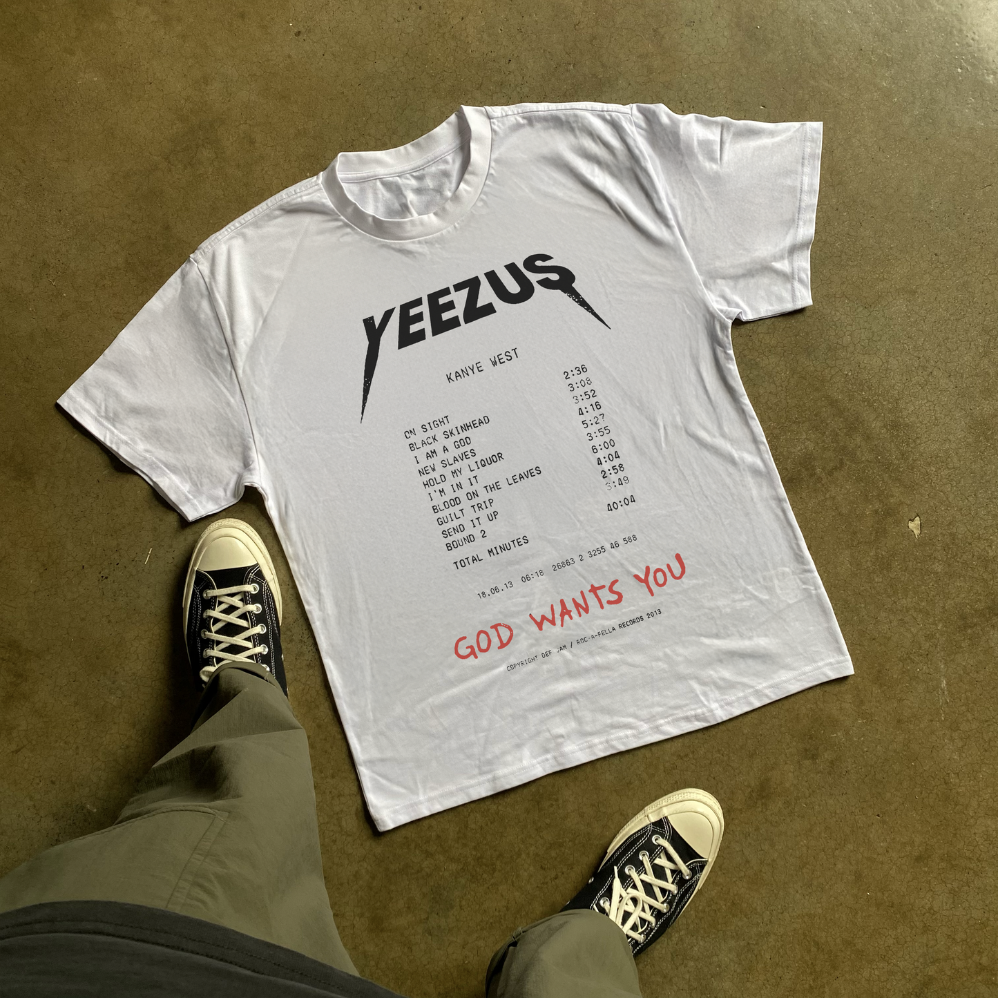 YEEZUS RECEIPT HEAVYWEIGHT WHITE T-SHIRT