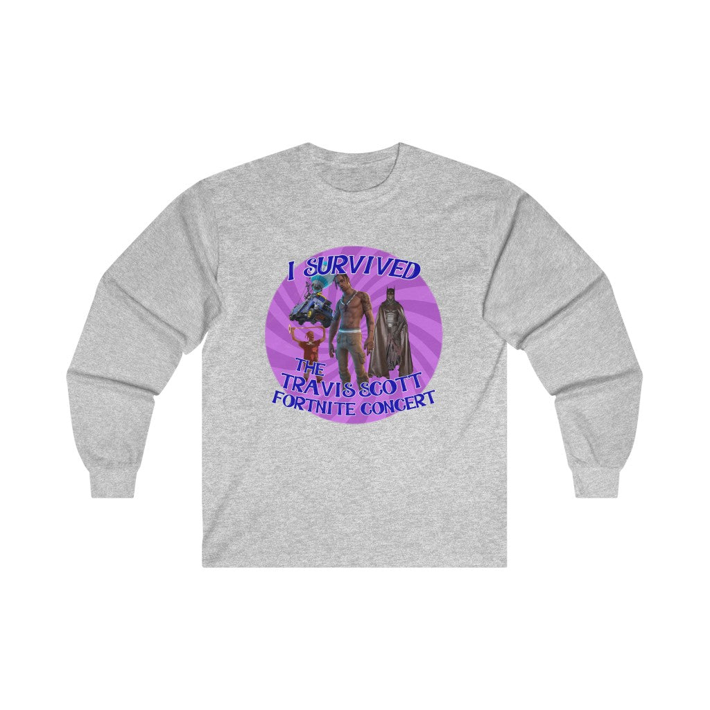 I Survived the Travis Scott Fortnite Concert - Ultra Cotton Long Sleeve Tee - All Colors Style001