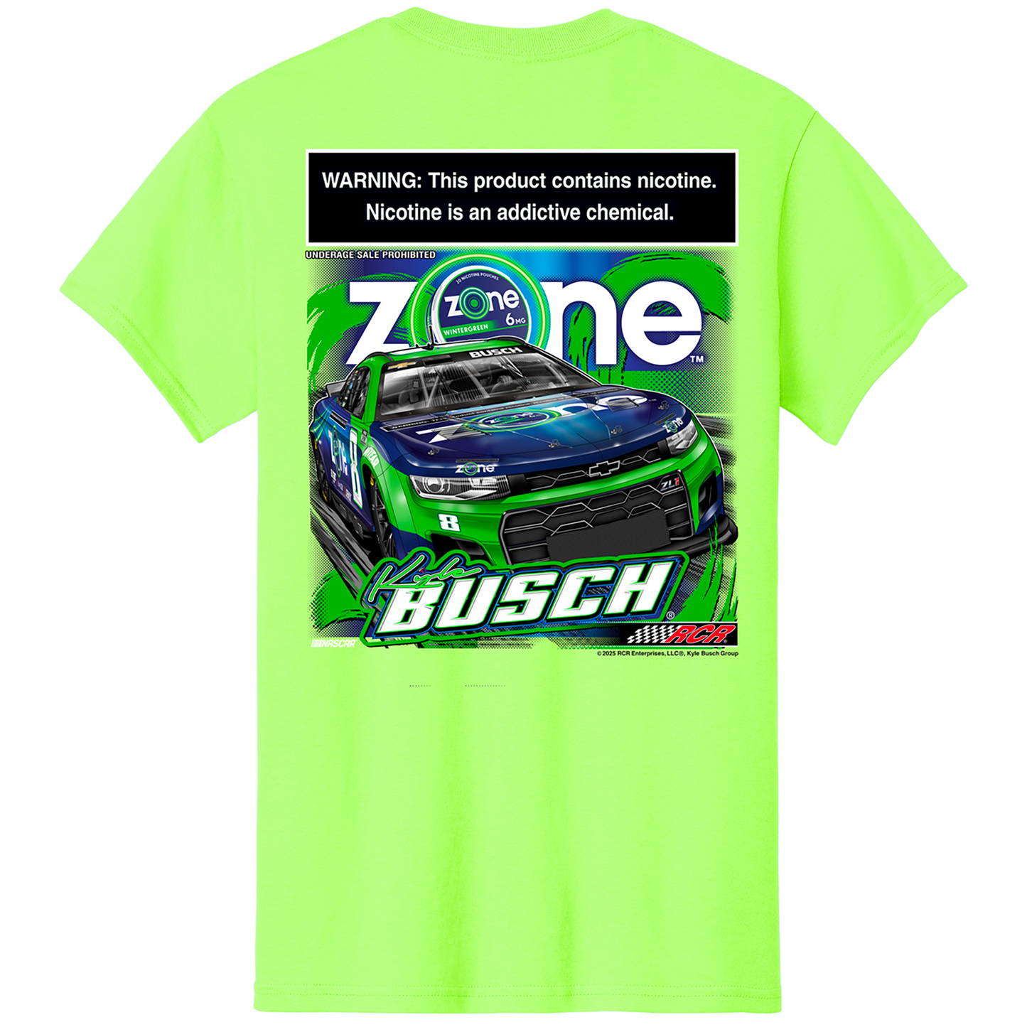 KYLE BUSCH #8 ZONE NEON GRN 2-SPOT TEE