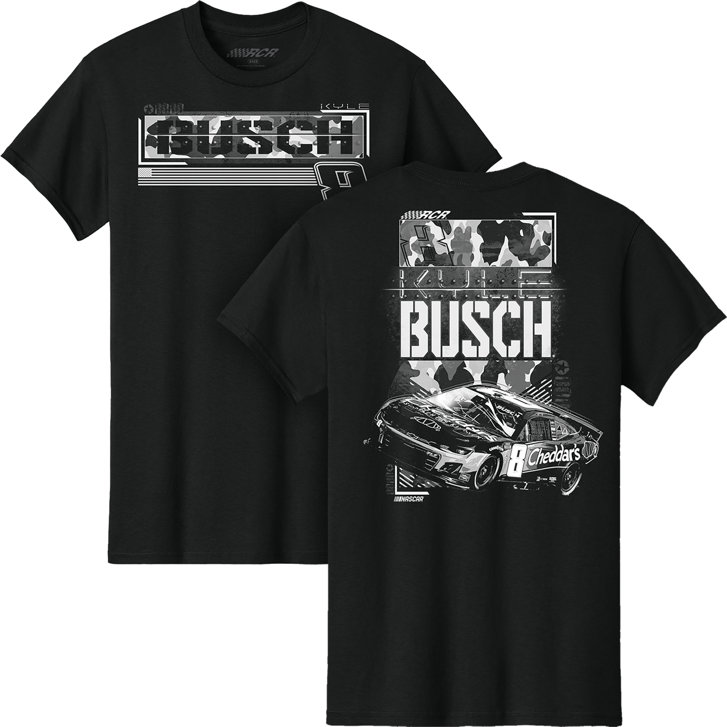 KYLE BUSCH #8 CHEDDAR'S BLK TONAL TEE