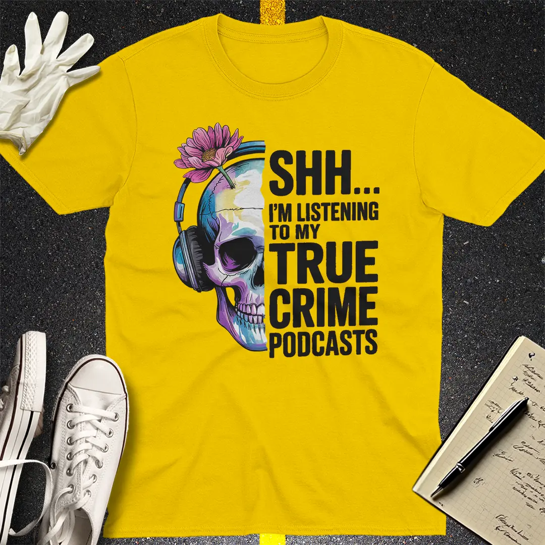 True Crime Podcast Skull T-Shirt