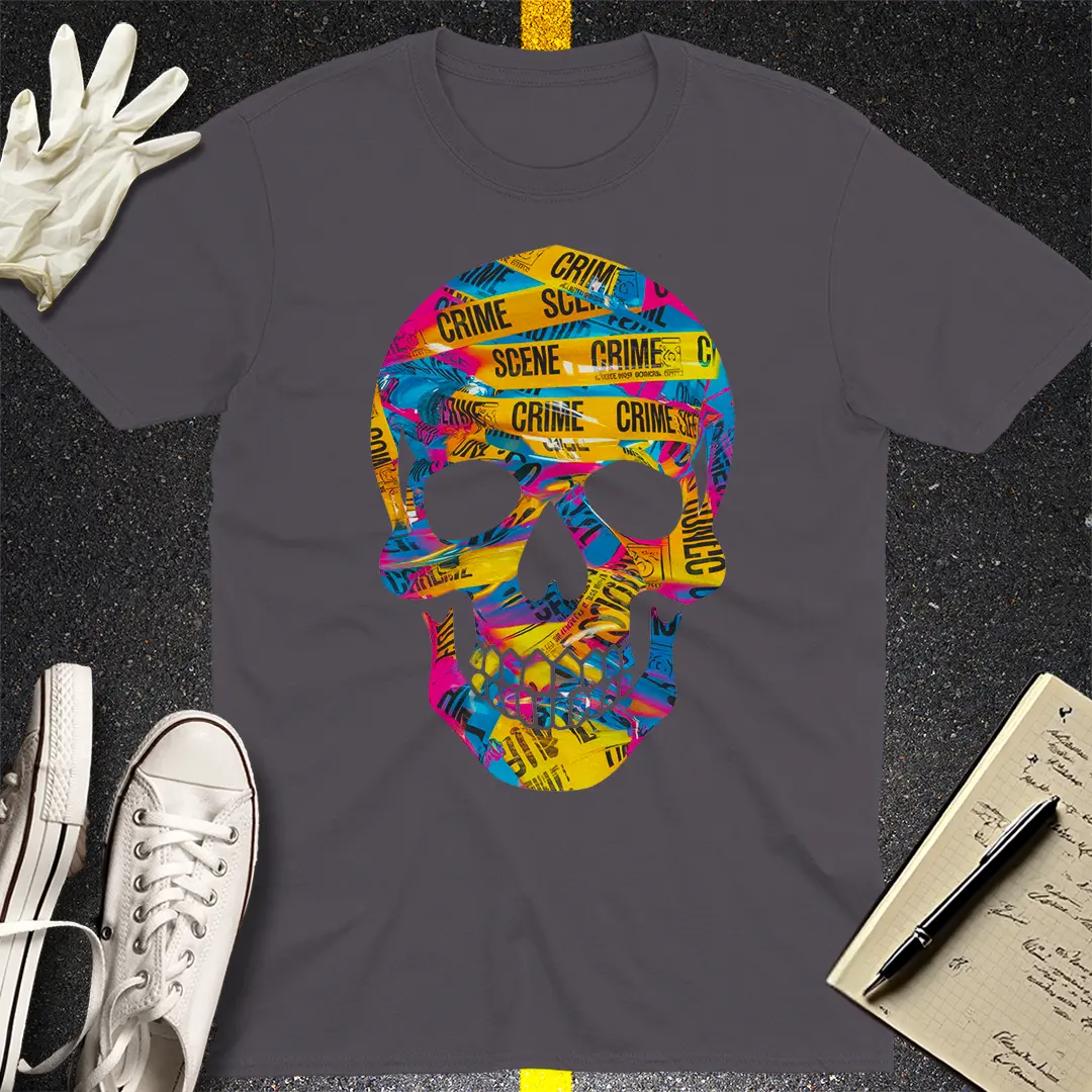 Psychedelic Crime Scene Skull T-Shirt