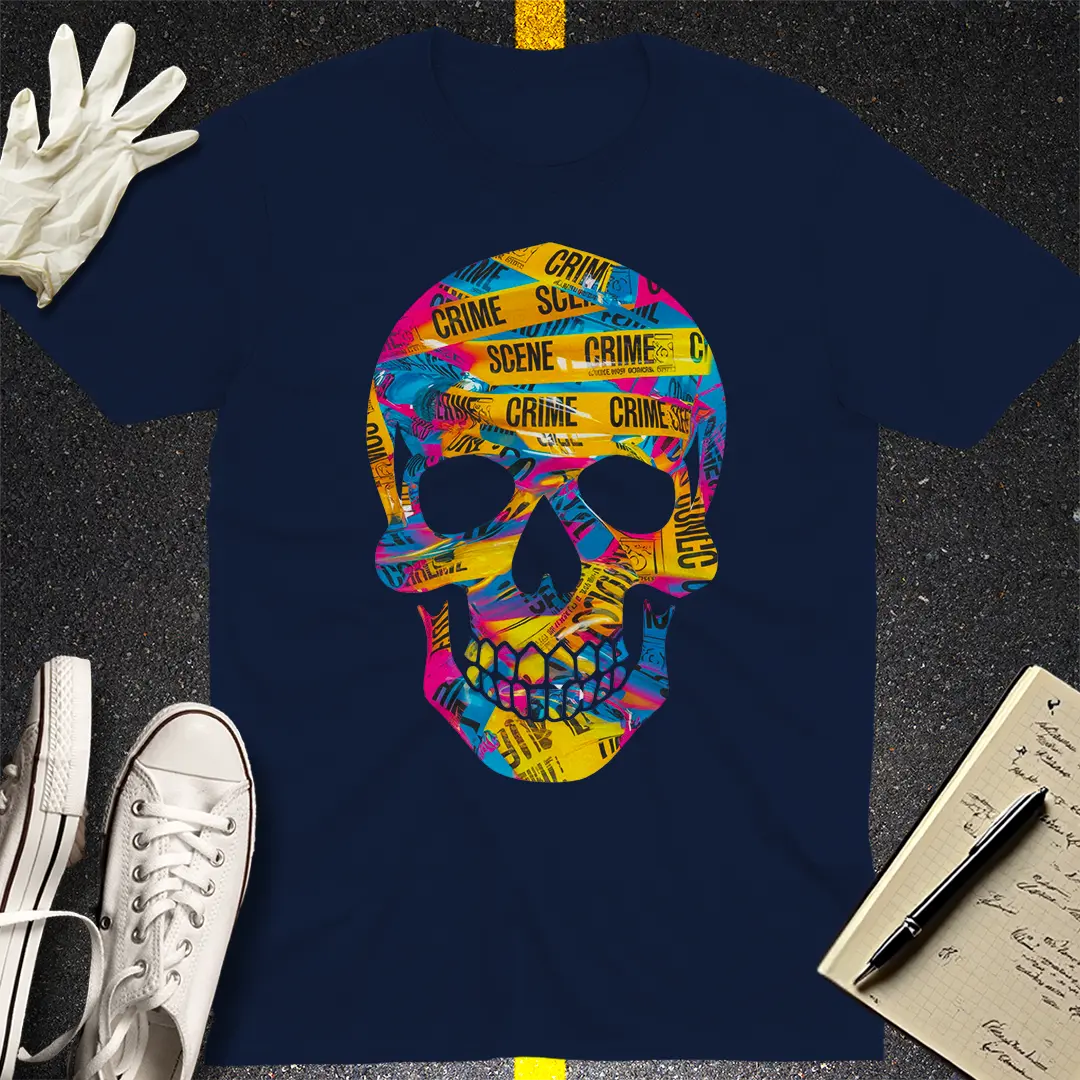 Psychedelic Crime Scene Skull T-Shirt