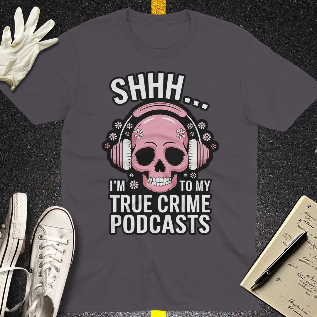 True Crime Podcast Skull T-Shirt Style001
