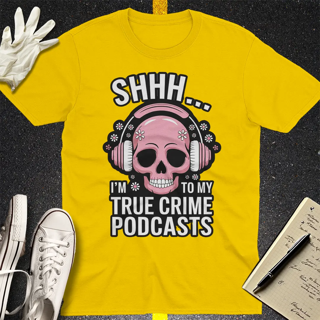 True Crime Podcast Skull T-Shirt Style001