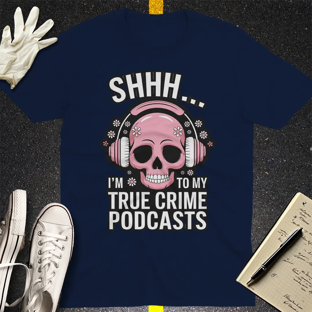 True Crime Podcast Skull T-Shirt Style001