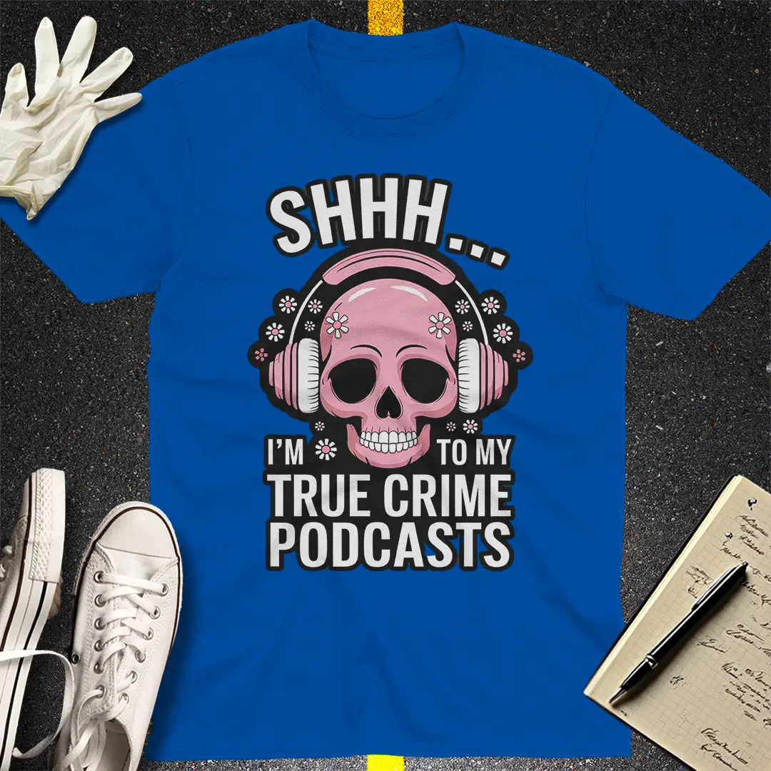 True Crime Podcast Skull T-Shirt Style001