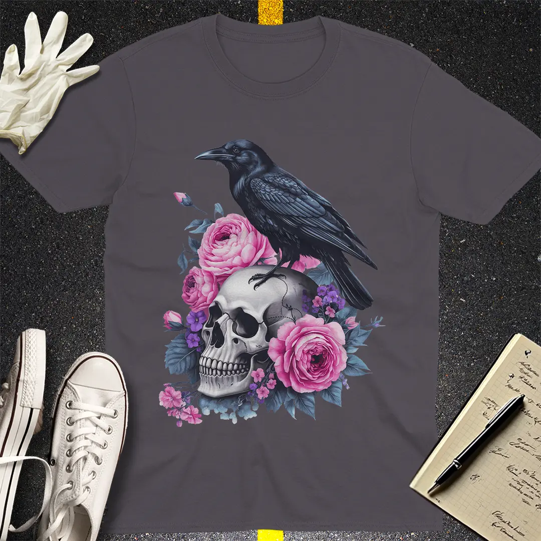 Raven and Roses Skull T-Shirt