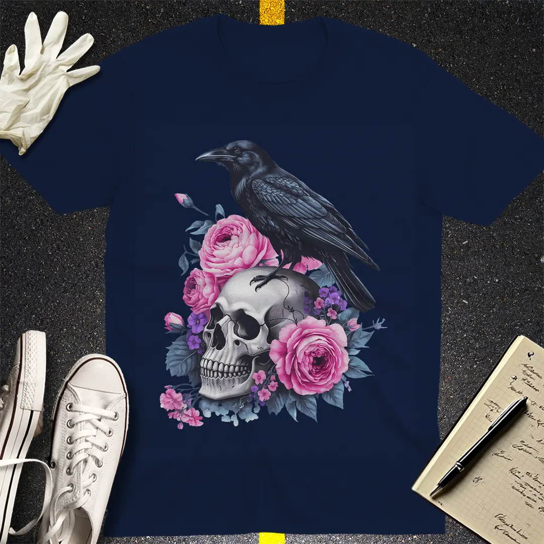 Raven and Roses Skull T-Shirt