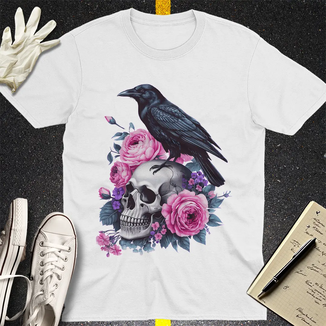 Raven and Roses Skull T-Shirt