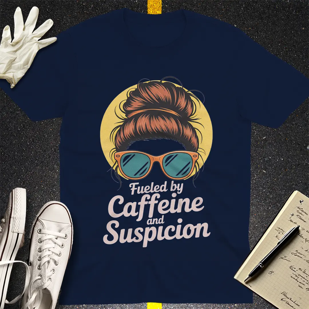 Fueled by Caffeine and Suspicion T-Shirt