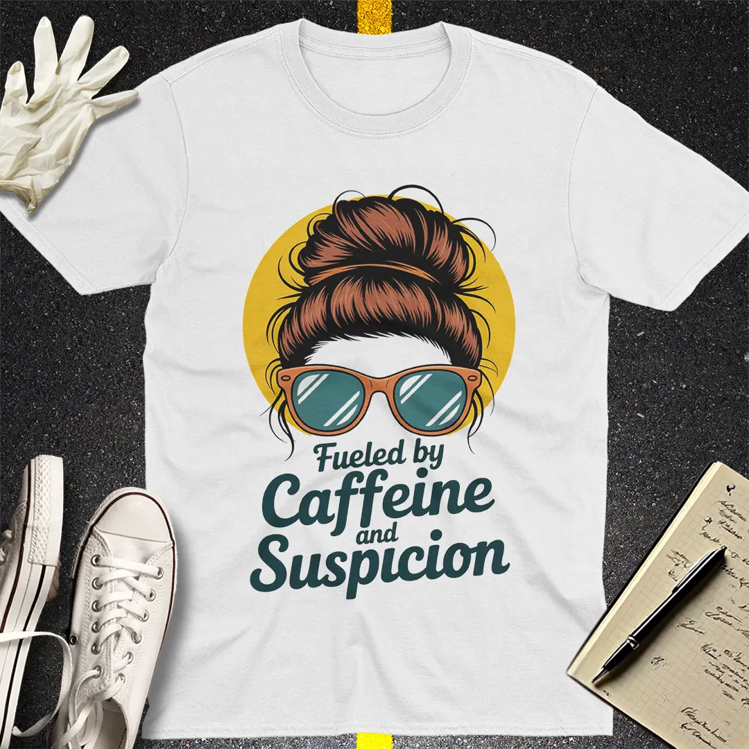 Fueled by Caffeine and Suspicion T-Shirt