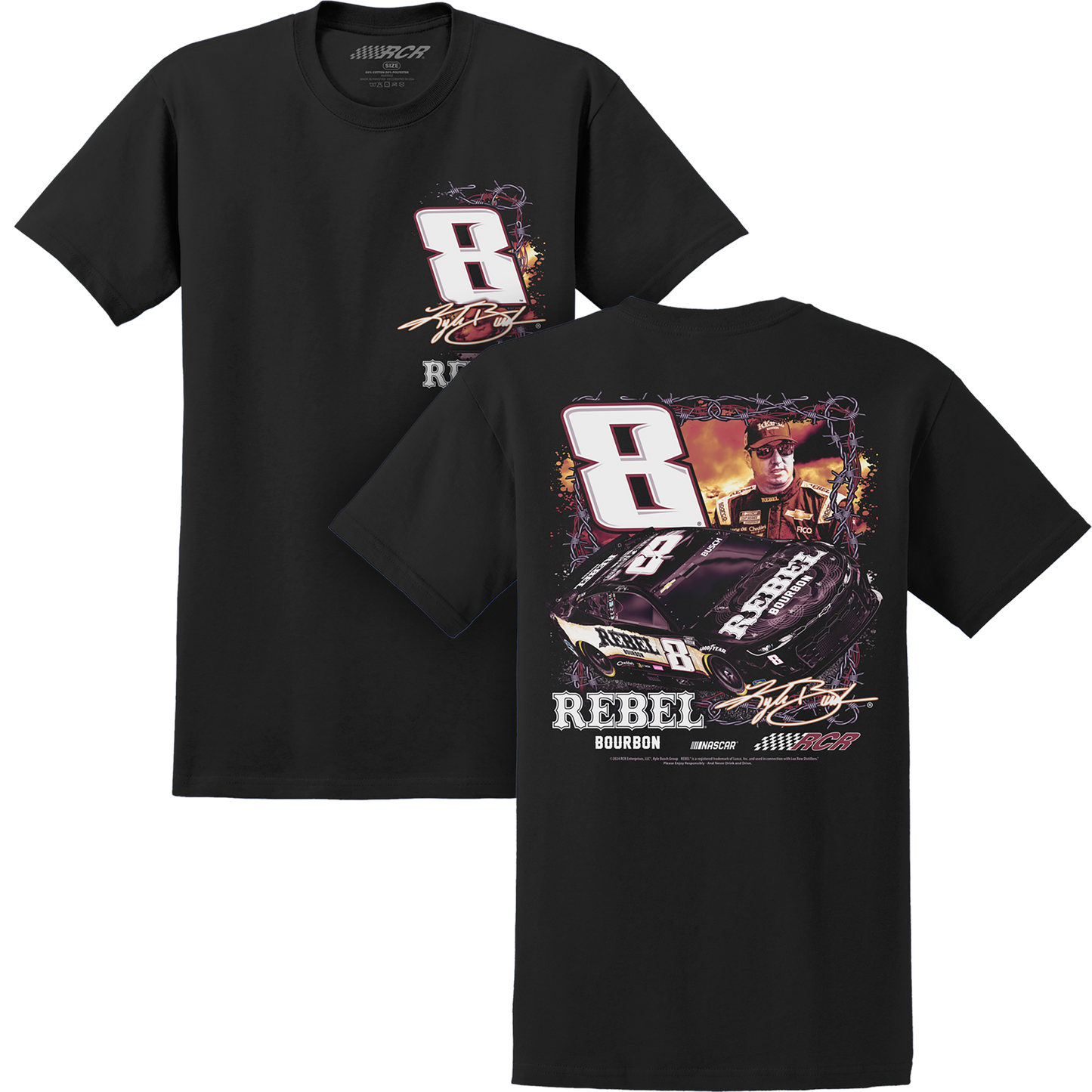 KYLE BUSCH REBEL BOURBON BLK TEE