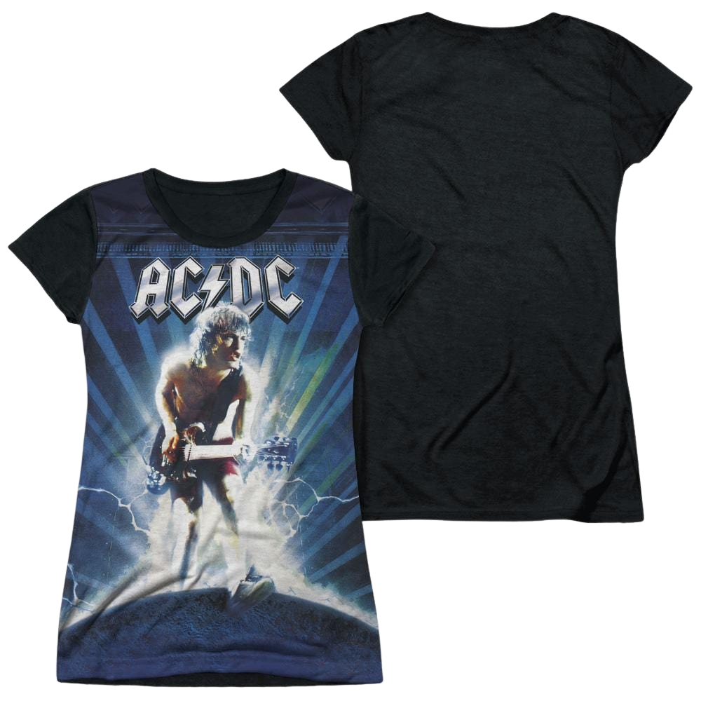 AC/DC Lightning - Juniors Black Back T-Shirt