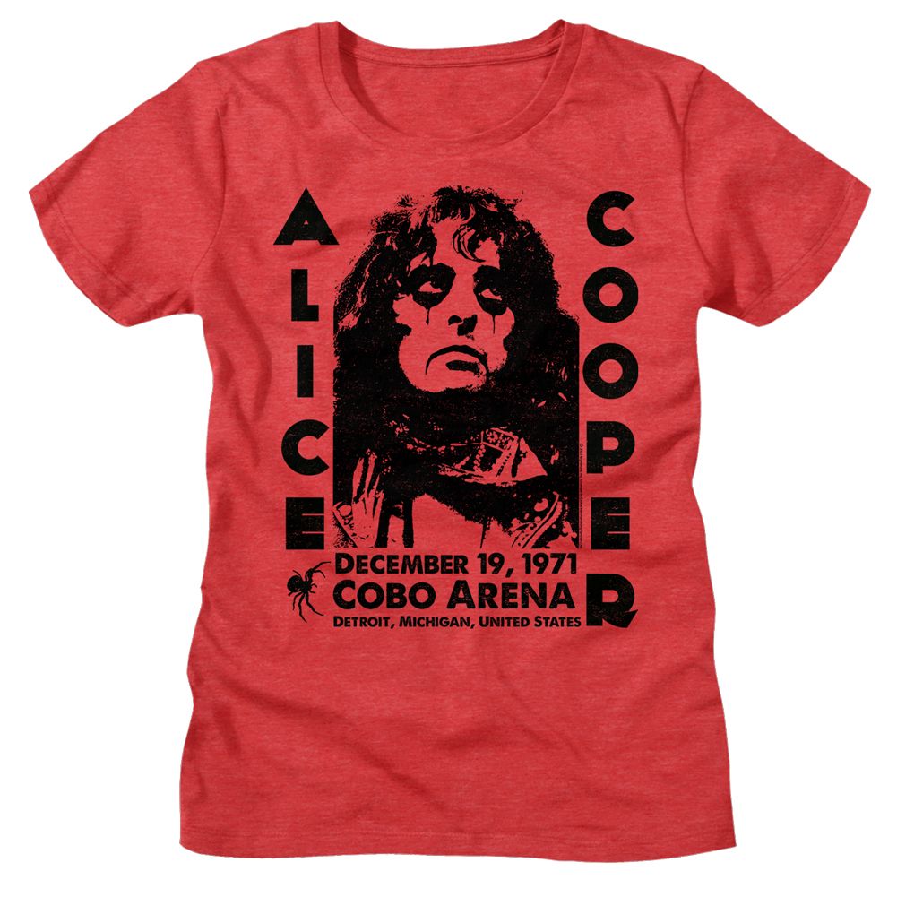 Alice Cooper Cobo Arena 1971 Official Ladies Heather T-Shirt 2X-Large *Sale