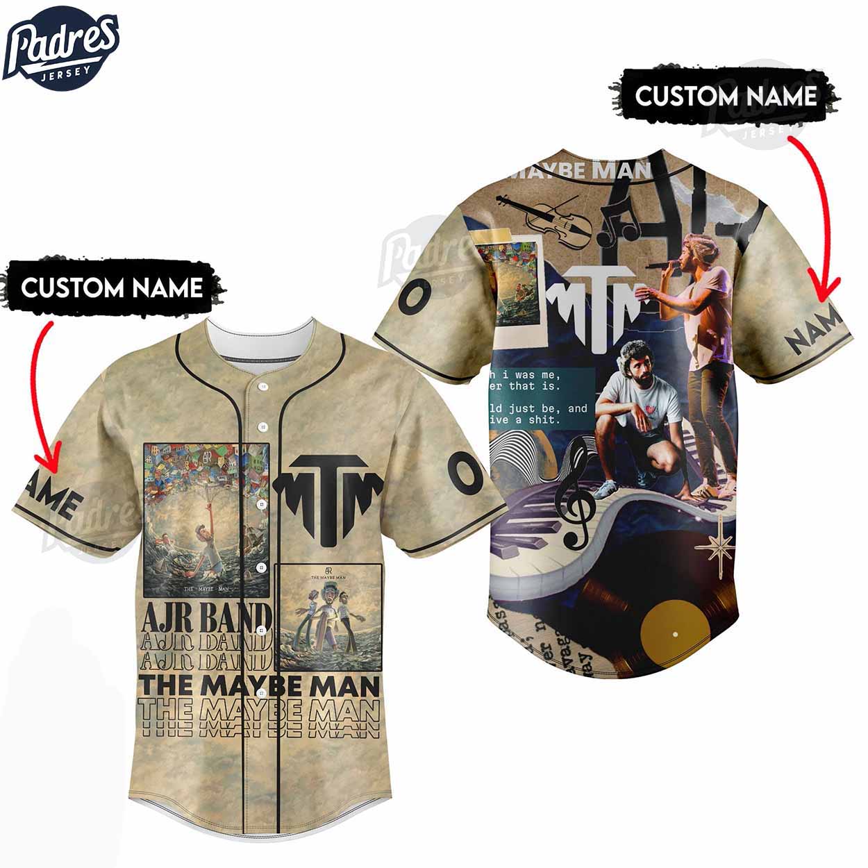 AJR Band The Maybe Man Custom Baseball Jersey - Padres Jersey Oasis: Elevate Your Baseball Style Game