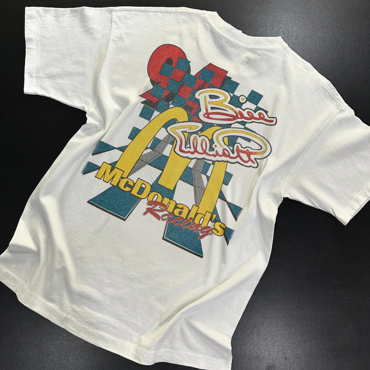 90'S MCD0NALDS RACING  RARE HEAVYWEIGHT WASHED WHITE T-SHIRT