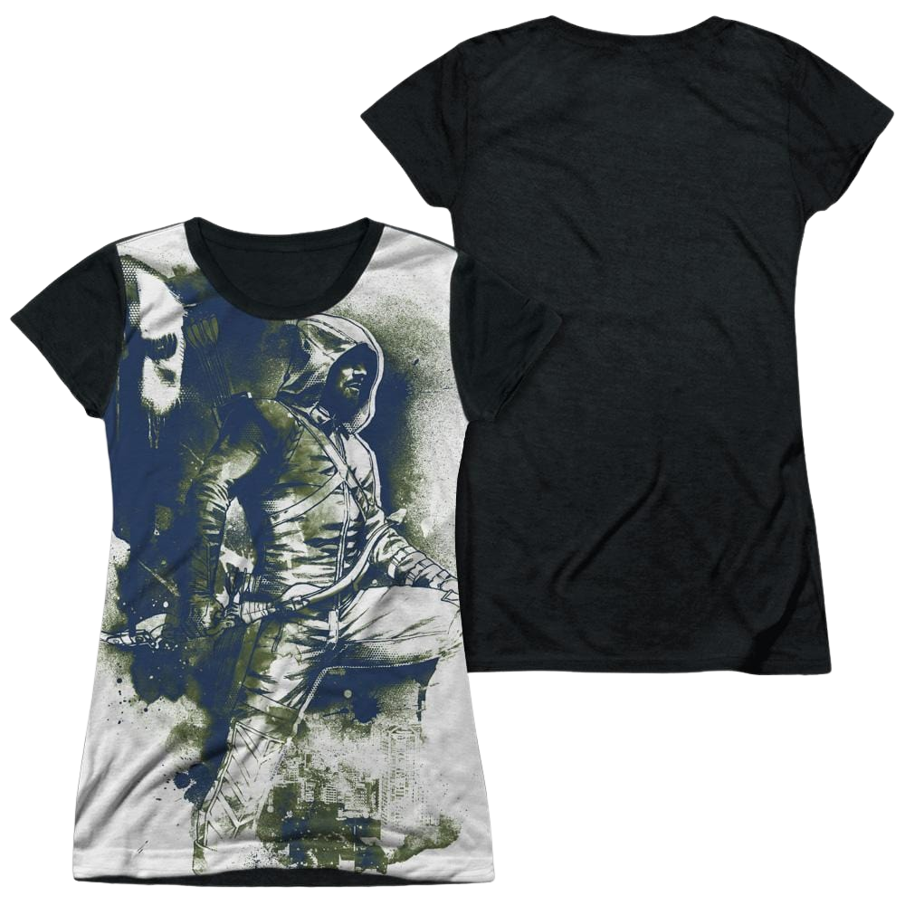 Arrow Spray Paint - Juniors Black Back T-Shirt