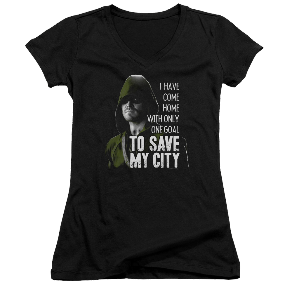 Arrow Save My City - Juniors V-Neck T-Shirt