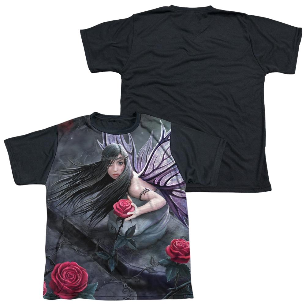 Anne Stokes Rose Fairy - Youth Black Back T-Shirt (Ages 8-12)
