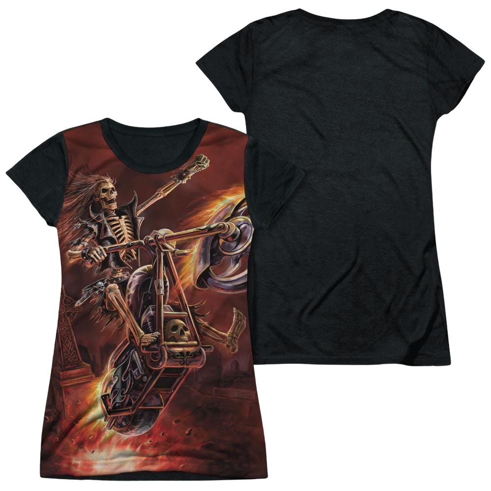 Anne Stokes Hellrider - Juniors Black Back T-Shirt