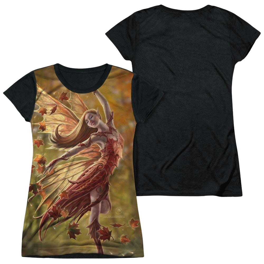 Anne Stokes Autumn Fairy - Juniors Black Back T-Shirt