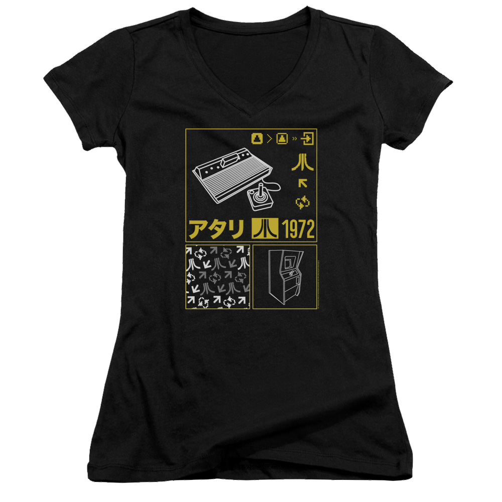 Atari Kanji Squares - Juniors V-Neck T-Shirt