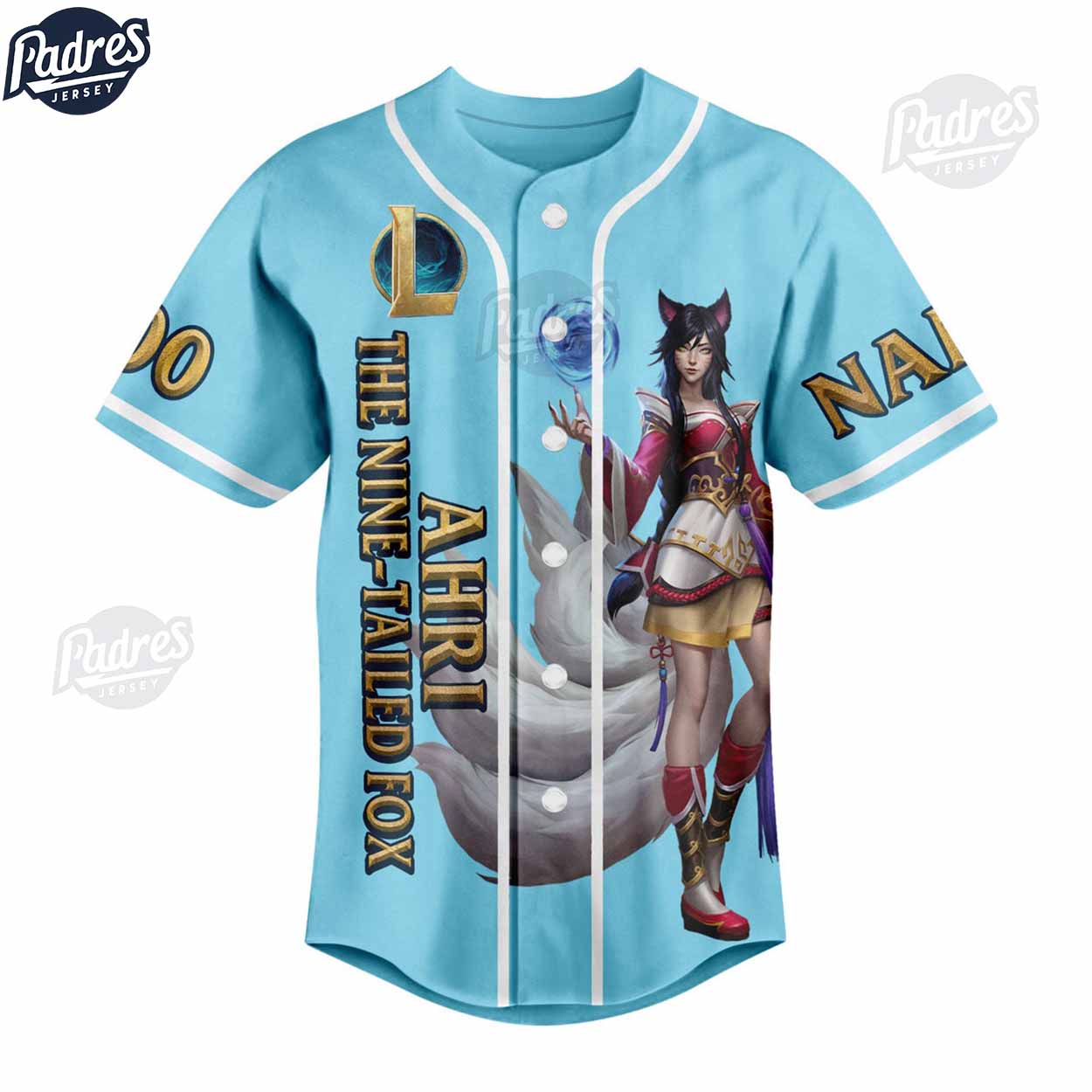 Ahri League Legend Custom Baseball Jersey Style - Padres Jersey Oasis: Elevate Your Baseball Style Game