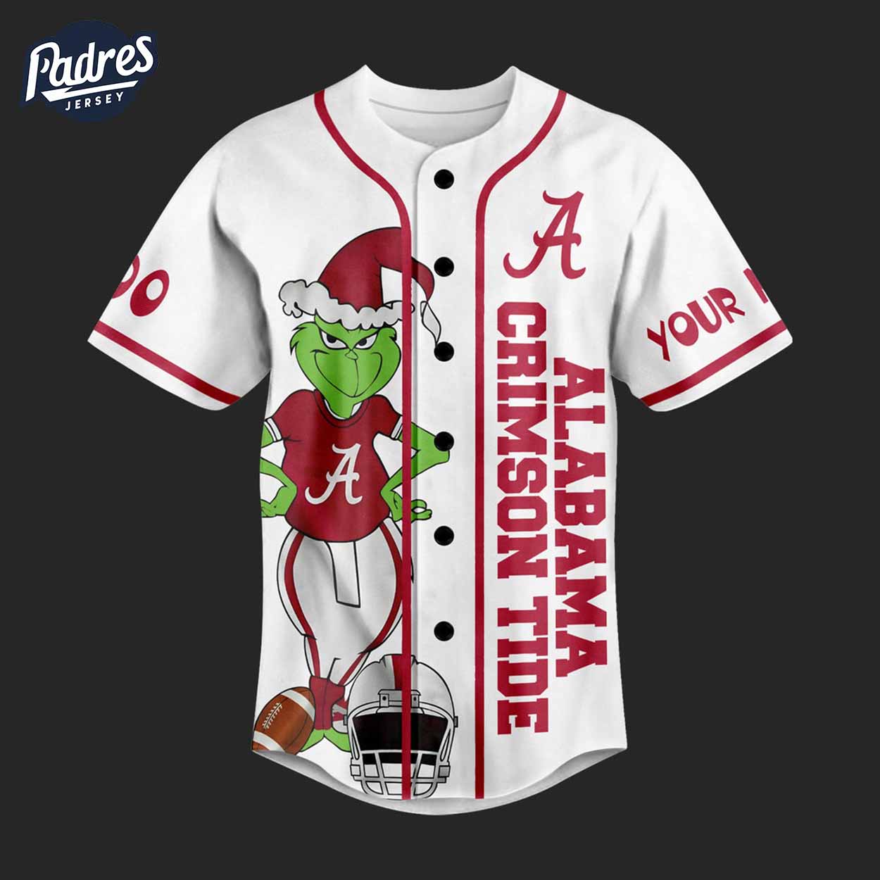 Alabama Crimson Tide Grinch Football Baseball Jersey - Padres Jersey Oasis: Elevate Your Baseball Style Game