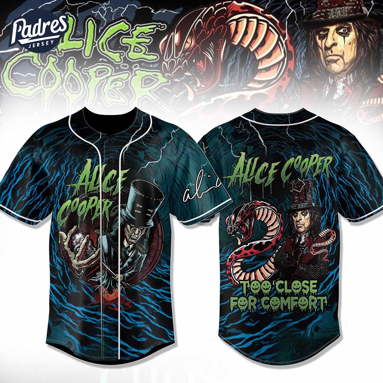 Alice Cooper Too Close For Comfort Baseball Jersey - Padres Jersey Oasis: Elevate Your Baseball Style Game